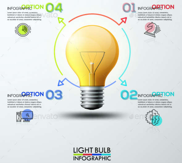 3d Modern Light Bulb Infographics