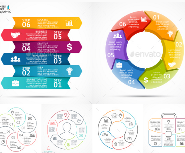 6 Steps Infographics. PSD, EPS, AI
